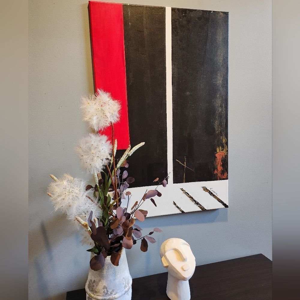 Abstract Black and Red Canvas Art